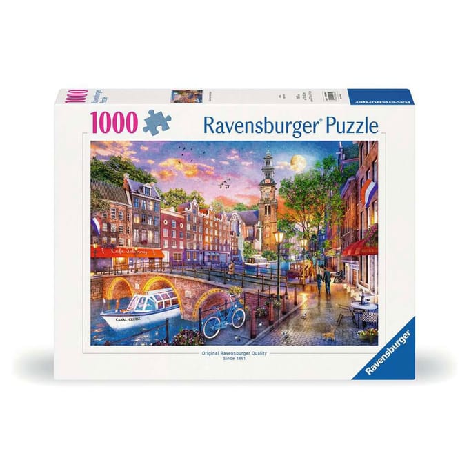 Ravensburger puzzel Amsterdam zonsondergang - 1000 stukjes karton.