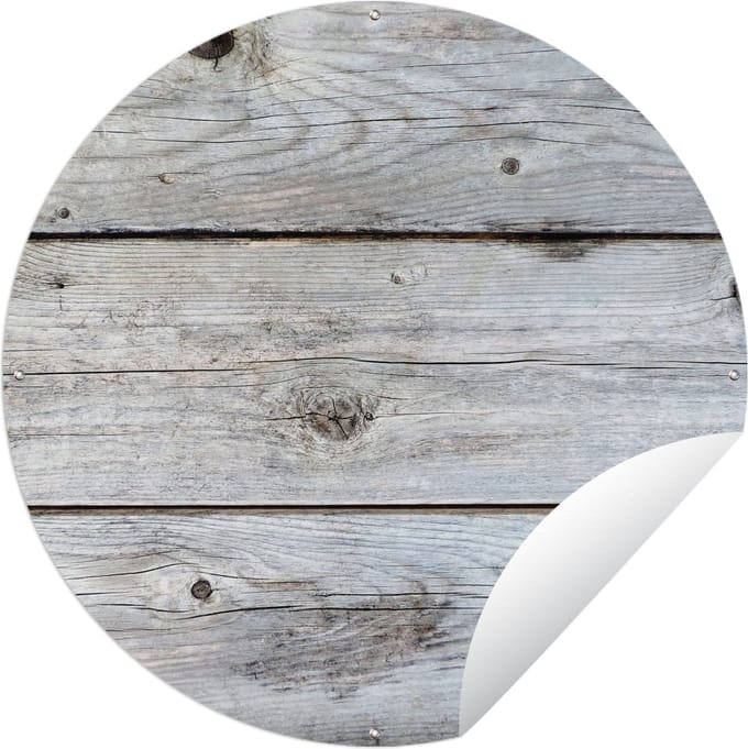 Tuincirkel Wit - Hout - Planken - 60x60 cm - Ronde Tuinposter - Buiten
