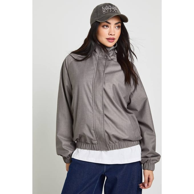 boohoo Dames Trechter Hals Jas | Grey | Maat: 10