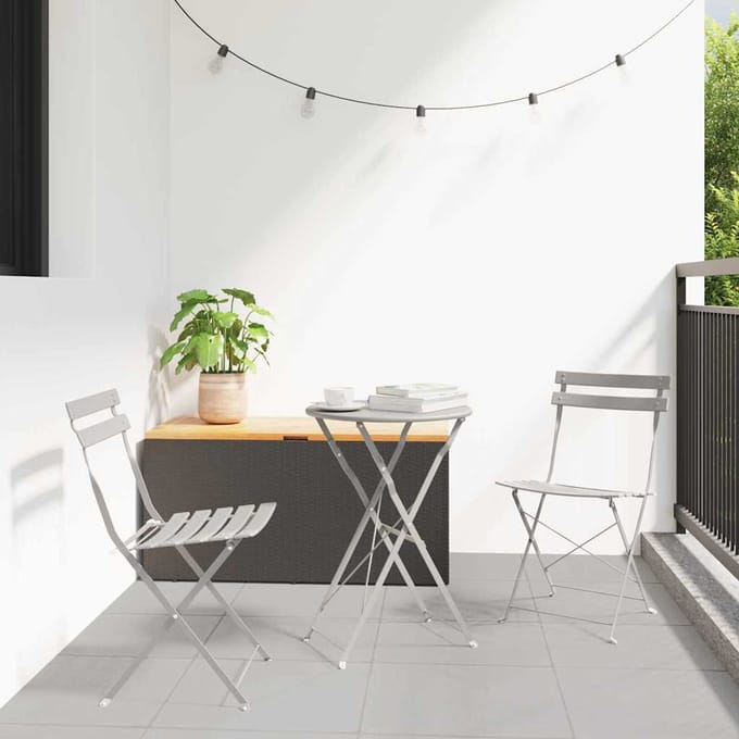 vidaXL - Opvouwbare - Bistroset - 3 - st - Beige - Staal