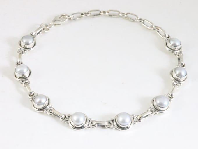 Fijne zilveren armband met parel
