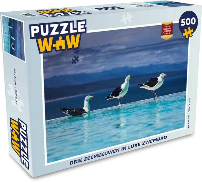 Puzzel Meeuwen - Vogels - Zwembad - Legpuzzel - Puzzel 500 stukjes
