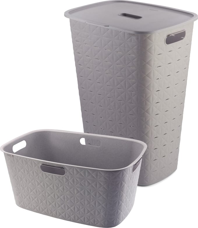 Curver Softex Wasmand met Deksel 56L + Wasmand 45L - Taupe