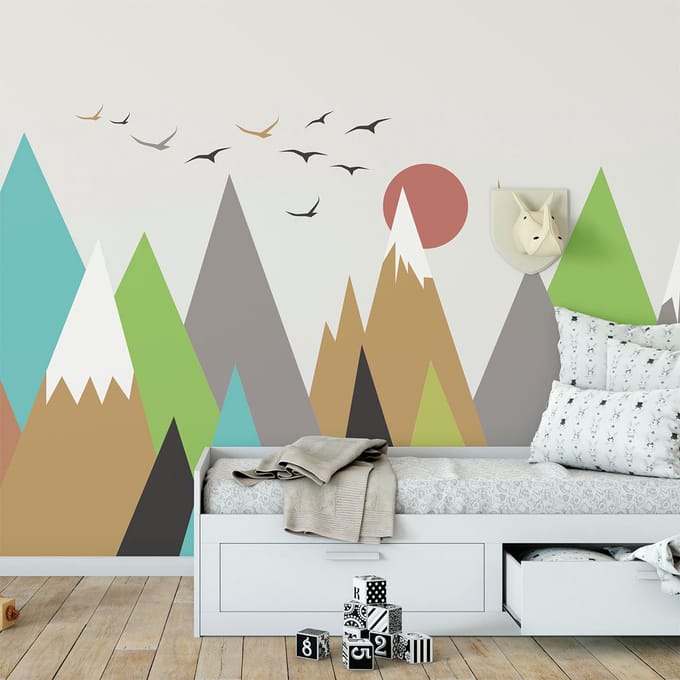 Kinderstickers van Scandinavische bergen van Agnieszka, 100 x 150 cm