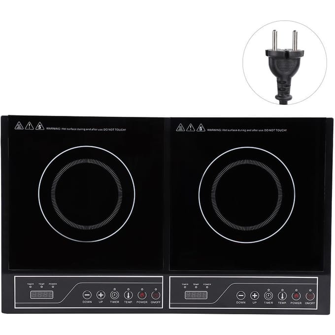 /3400W Cuisine électrique à domicile Double plaque de cuisson à induction Touchpad Cuisinière à induction black