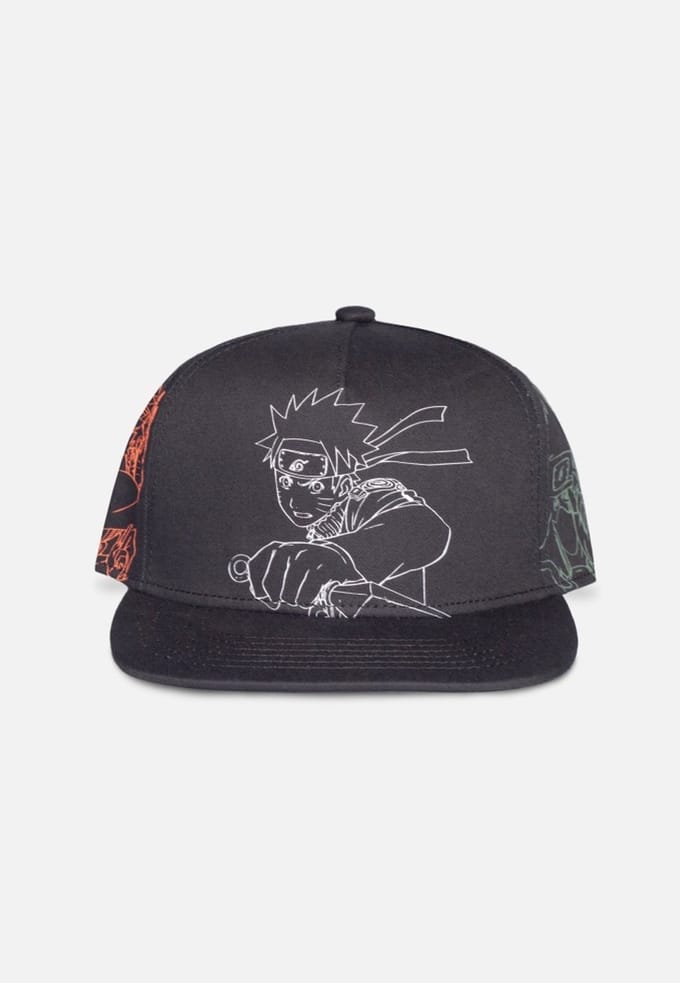 Naruto - Outline Characters Snapback Pet - Zwart