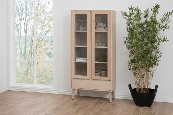 Giga Living Vitrinekast Rosta - Naturel - 80x37x178cm
