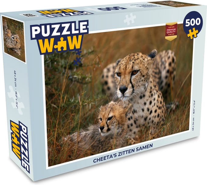 Puzzel Cheeta's zitten samen - Legpuzzel - Puzzel 500 stukjes
