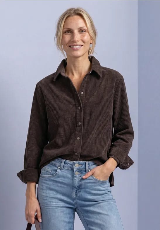 Corduroy blouse met lange mouwen en knopen