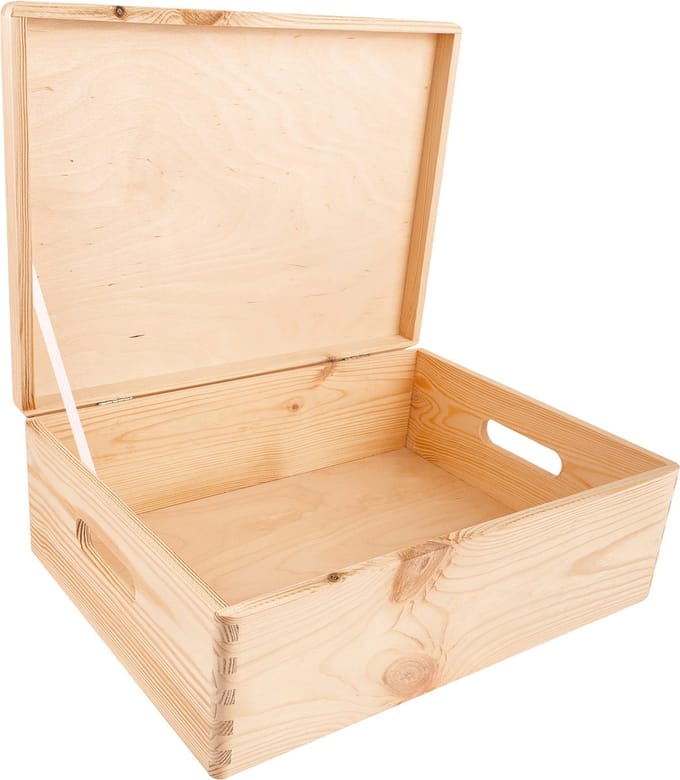 Creative Deco XL Houten Opbergkist – 40x30x14cm – Met Deksel, Handvat
