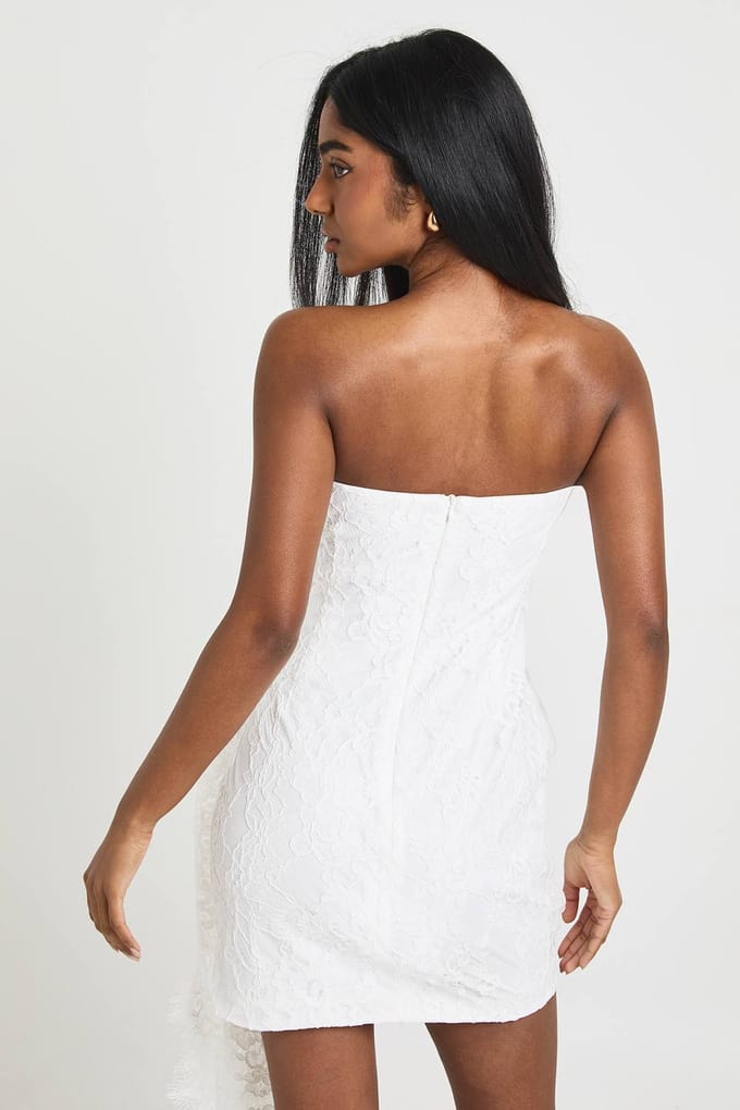 boohoo Dames Kanten Corset Drape Mini Jurk | Wit | Maat: 40