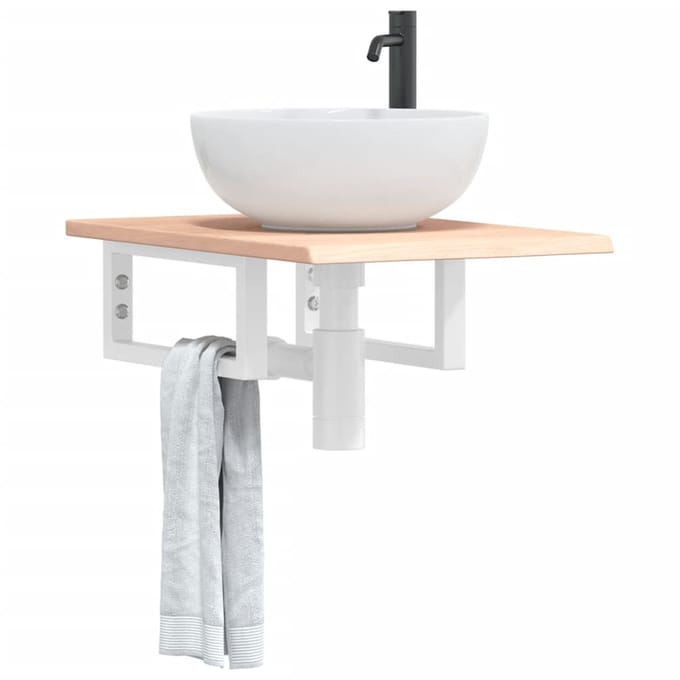 vidaXL - Badkamer - wandschap - staal - en - massief - eikenhout