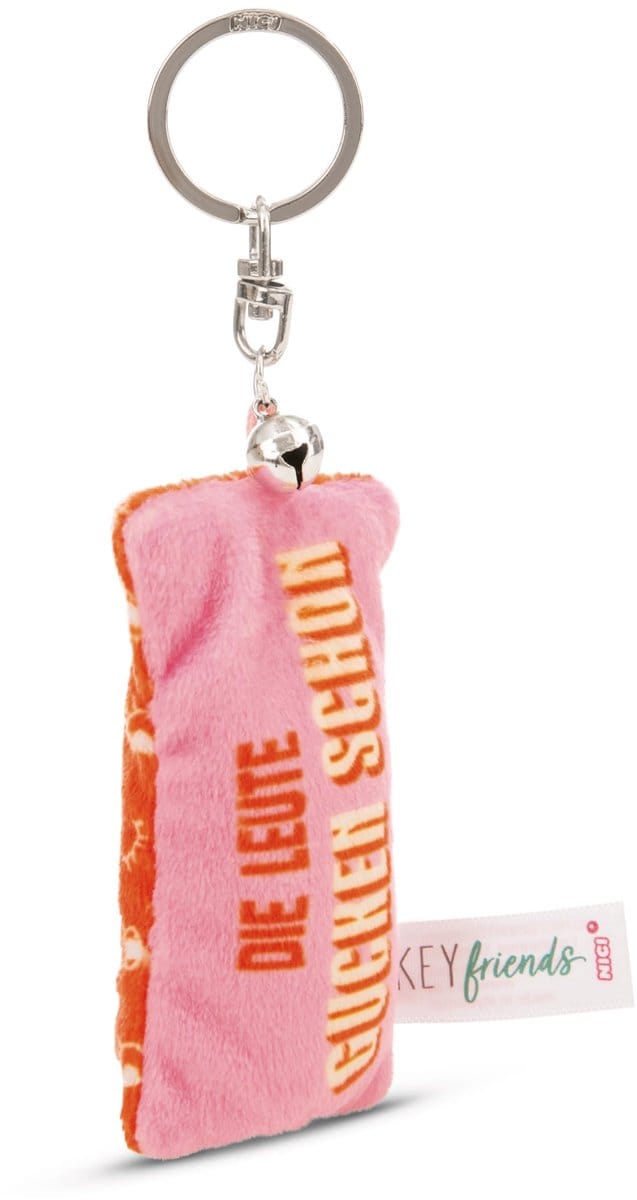 Sleutelhanger Mini Pluche Kussen Mensen Kijken Al 8cm met bel
