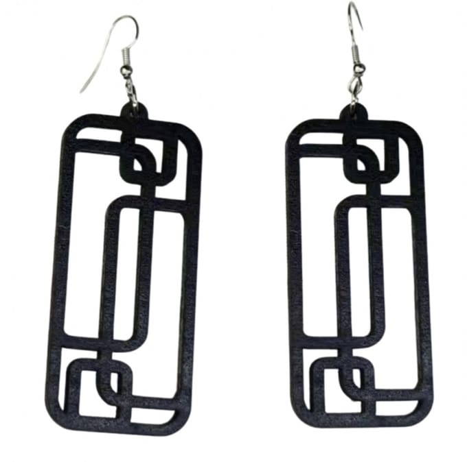Oorbellen zwart hout zilver window - Charme Bijoux