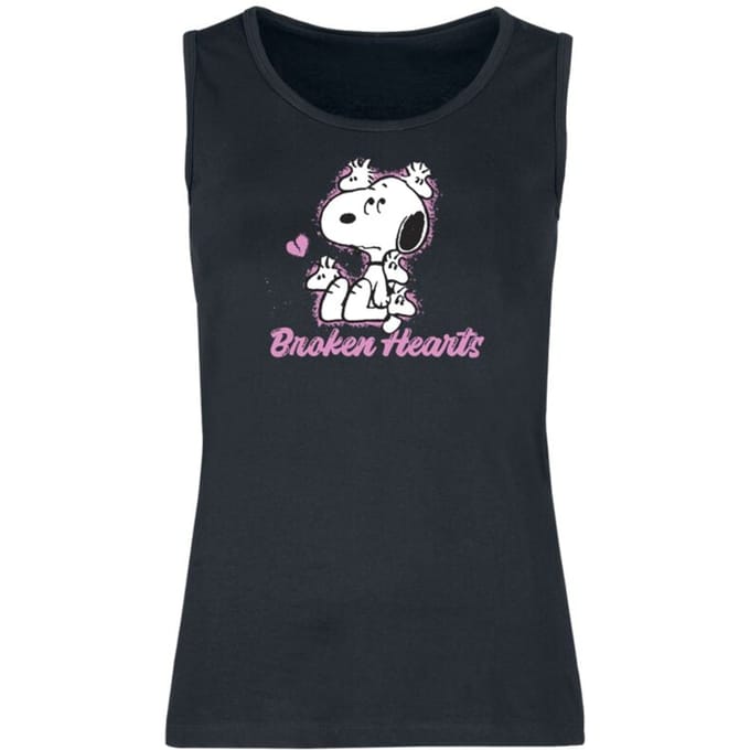 Peanuts Tanktop - Snoopy - Broken Hearts - S tot XL - voor Vrouwen - zwart