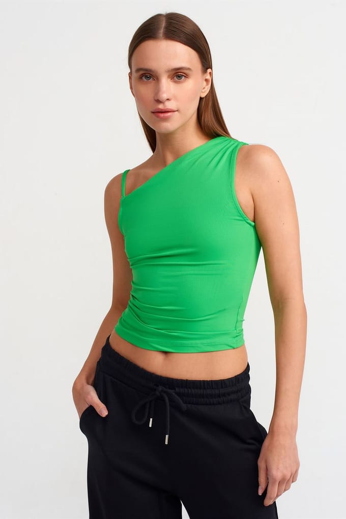 Mouwloze Crop Blouse met Asymmetrische Kraag