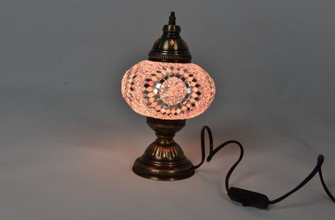 Handgemaakt - tafellamp - roos roze - 1 stuk - unieke sfeerverlichting