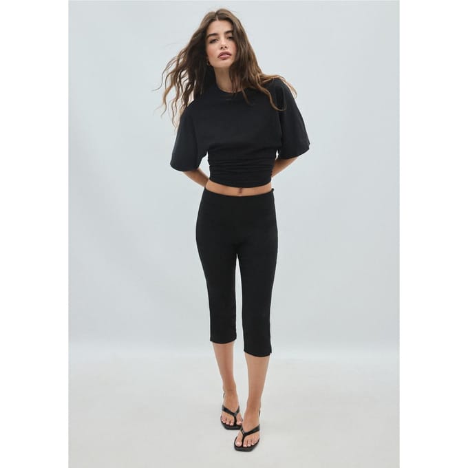 Stradivarius B08 T-shirt met Japanse korte mouw  Zwart L