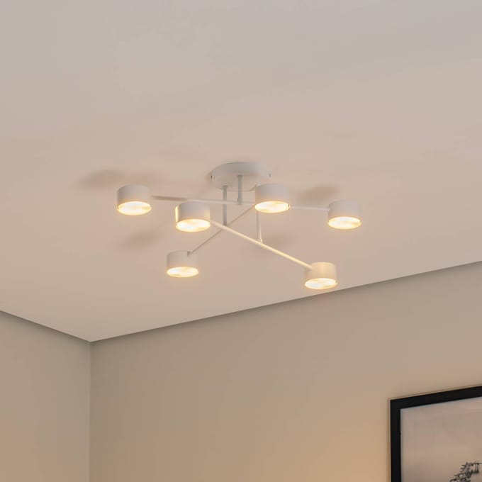 EMIBIG LIGHTING Modus 6 plafondlamp, staal, 6-lamps, GX53, wit