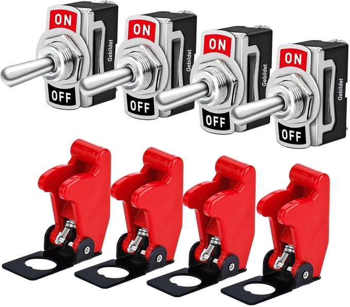 Store_8 - Toggle Switch - Rocker Switch - 10A/12VDC - 4-pack - ON/OFF Schakelaar - Ideaal voor Auto en Boot - Waterdicht en Duurzaam