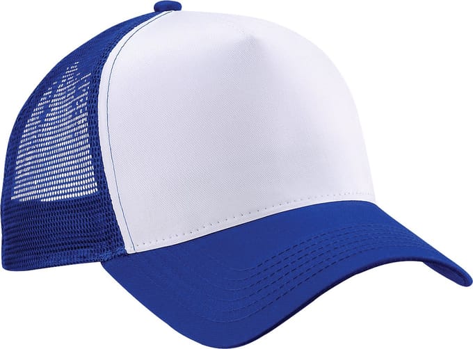 Beechfield Heren Half Mesh Trucker Cap / Hoofddeksel (Helder Koninklijk/Wit)