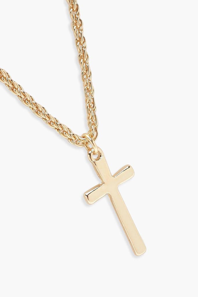 boohoo Dames Vintage ketting met kruishanger | Goud