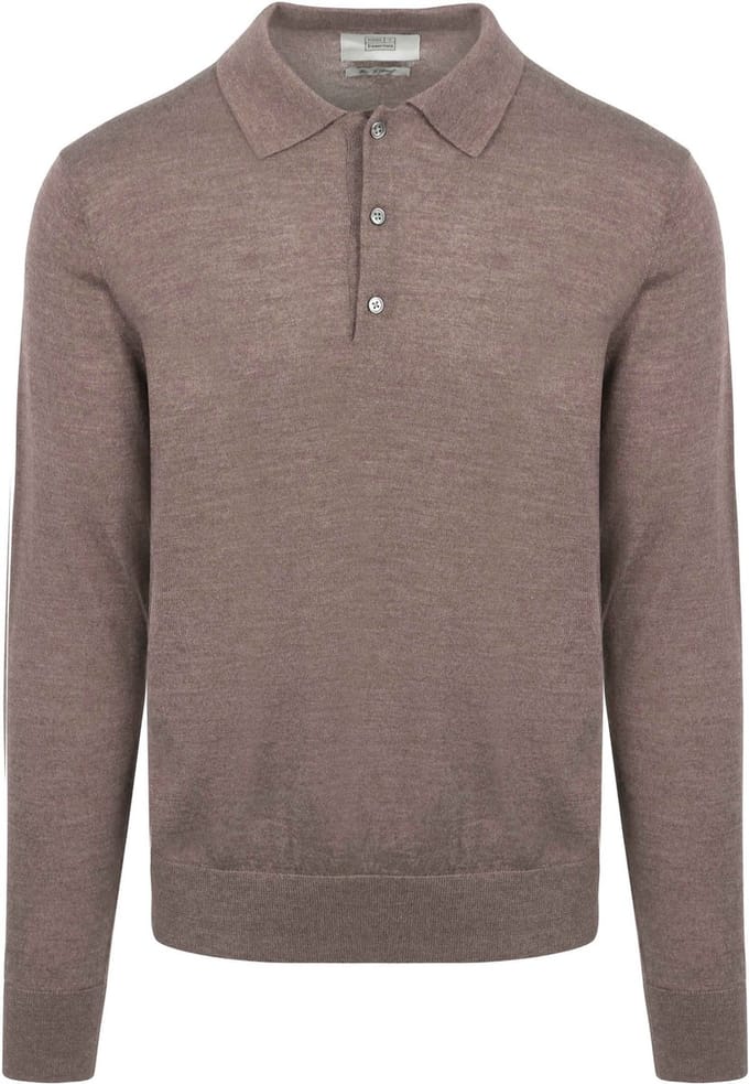 King Essentials The Robert Long Sleeve Poloshirt Merino Bruin - Maat XL - Heren - Pullovers