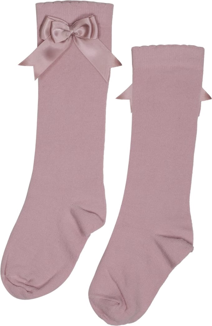 iN ControL - 2 pack kniekousen met satijnen STRIK - dusty pink 35/38