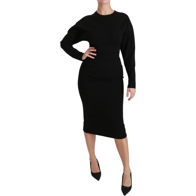 Dolce & Gabbana Dameszwarte Bodycon Sheath Midi Stretch Jurk