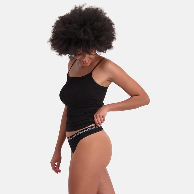 Bamboo Basics Strings Emma - Bamboe String Dames Zwart - 3-pack - Maat XXL - Bamboe Ondergoed Dames