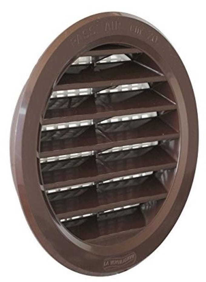 Rond Ventilatierooster 120 mm voor Inbouw - Bruin Kunststof