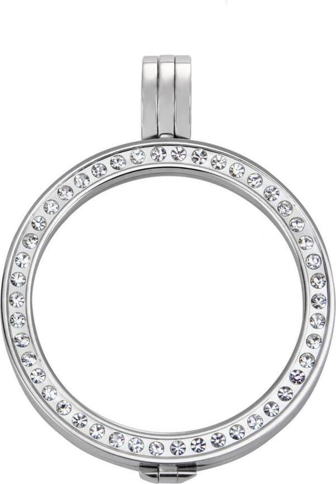 Quiges - Munthouder 33mm RVS met Zirkonia Zilverkleurig - ERH006