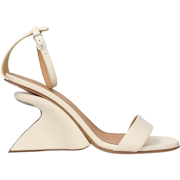 Off-White Beige Leren Platform Sandalen