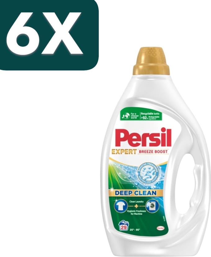 6 x Persil Wasmiddel Gel 29 Wasbeurten Breeze Boost 1,305 liter
