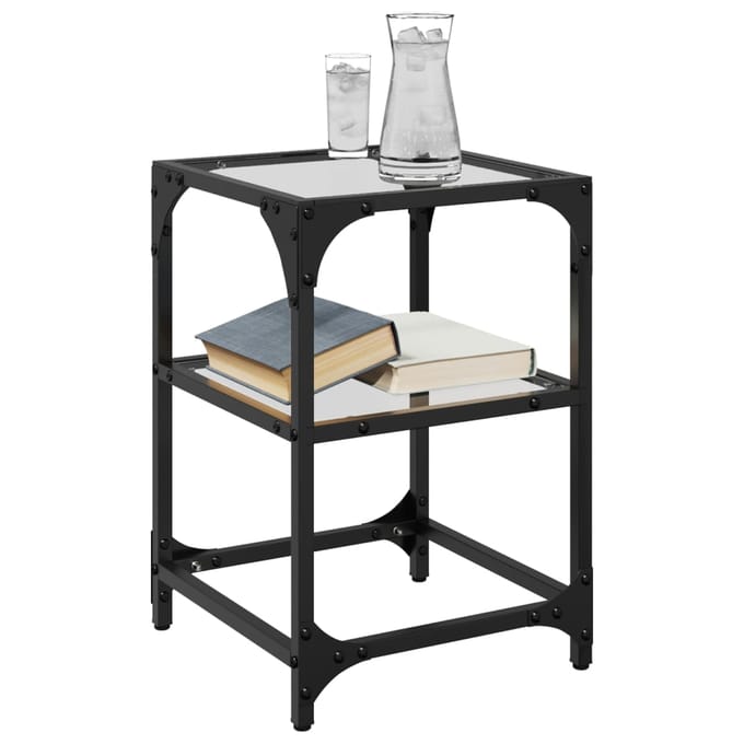 vidaXL - Salontafel - met - transparant - glazen - blad - 30x30x45 - cm - staal