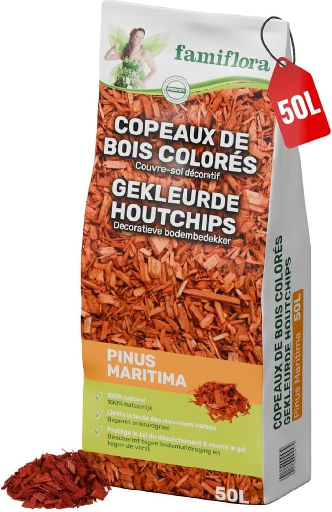 Famiflora gekleurde houtchips 'Pinus Maritima' - 50 l