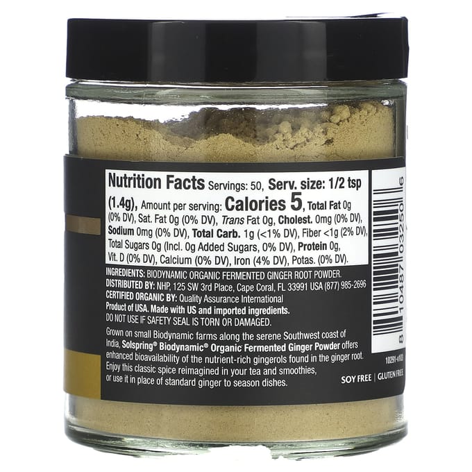 Dr. Mercola, Solspring, Biodynamisch, Gefermenteerd Gemberpoeder, 70G(2.4oz)
