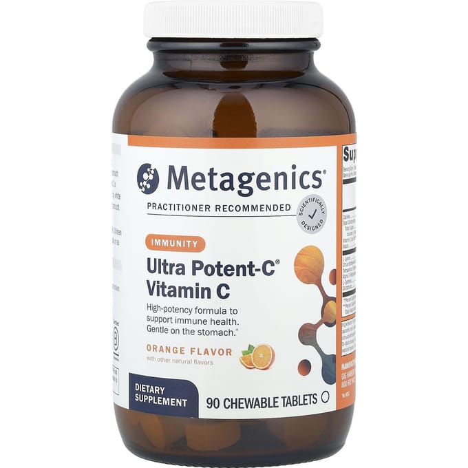 Metagenics, Ultra Potent-C® Vitamine C, Sinaasappel, 90 Kauwtabletten