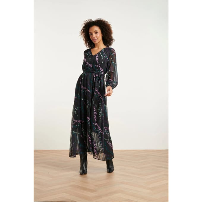 Smashed Lemon 24752 elegant chiffon jurk met dierenprint |