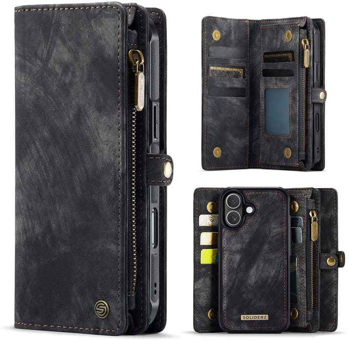Solidenz Hoesje - Geschikt voor Apple iPhone 17 - Urban Wallet - Zwart