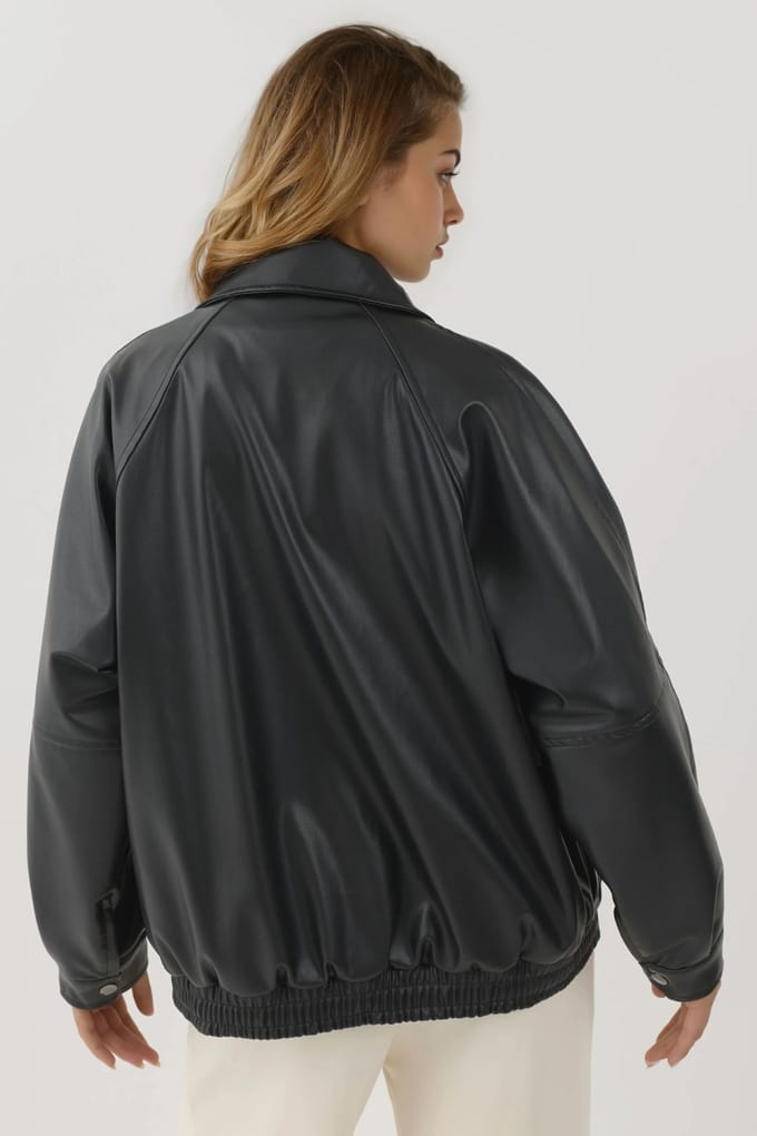 Oversized neplederen jas met zakken