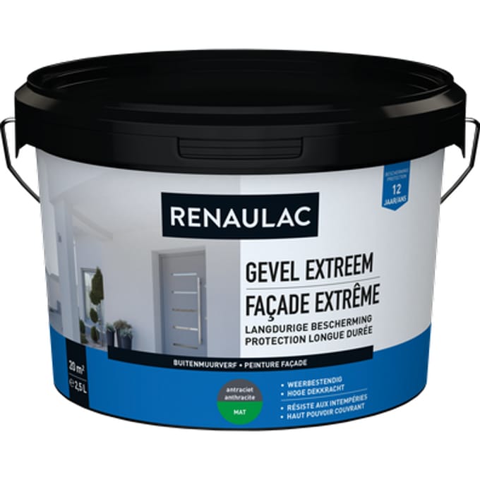 Renaulac Buitenmuurverf Gevel Extreem Mat Antraciet 2,5l