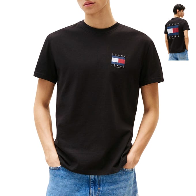 Tommy Hilfiger Tjm Regular Flag Graph T-shirt Black Größe: M | Basic T-Shirts Outlet | Herren | Schwarz