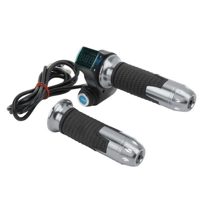 1 Paar Elektrische Fiets Gashandgreep Draaigashendel Accelerator Grip met Groene Digitale Display black