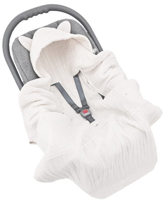 Sleeping bag for car seat with 3- and 5-point belts, beige
