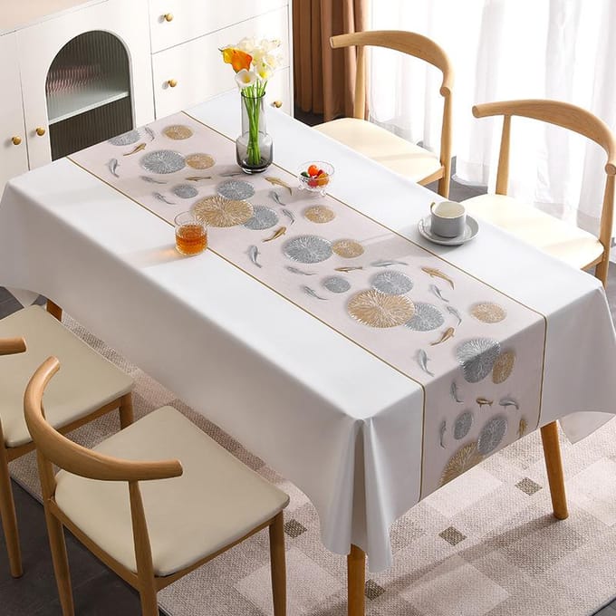 Waterdicht en oliebestendig PVC tafelkleed Ins Tea Rechthoekig Minimalistisch Bloemen tafelkleed 140*140cm