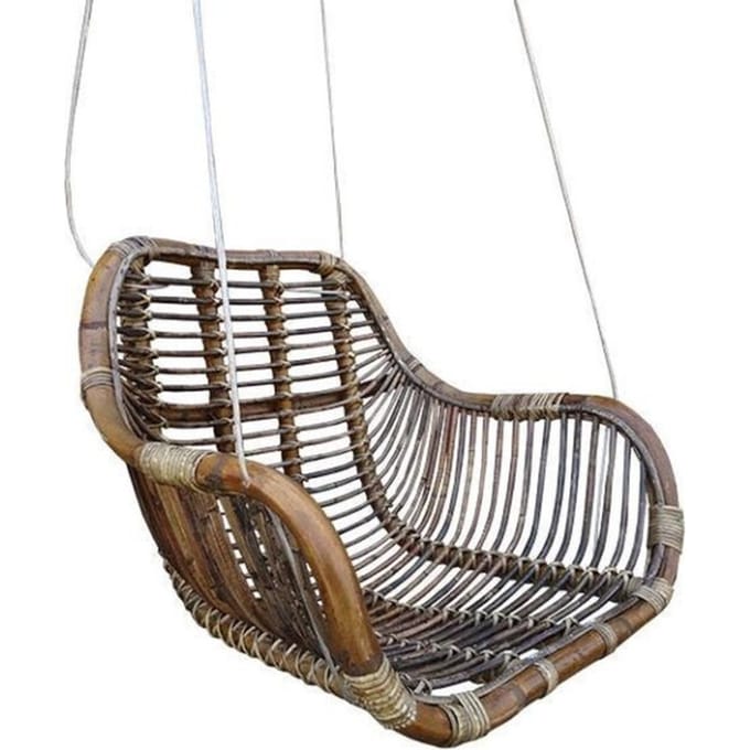 Van der Leeden Rotan hangstoel Fly Brown - (L)66 x (B)65 x (H)49 cm - Steel Wire