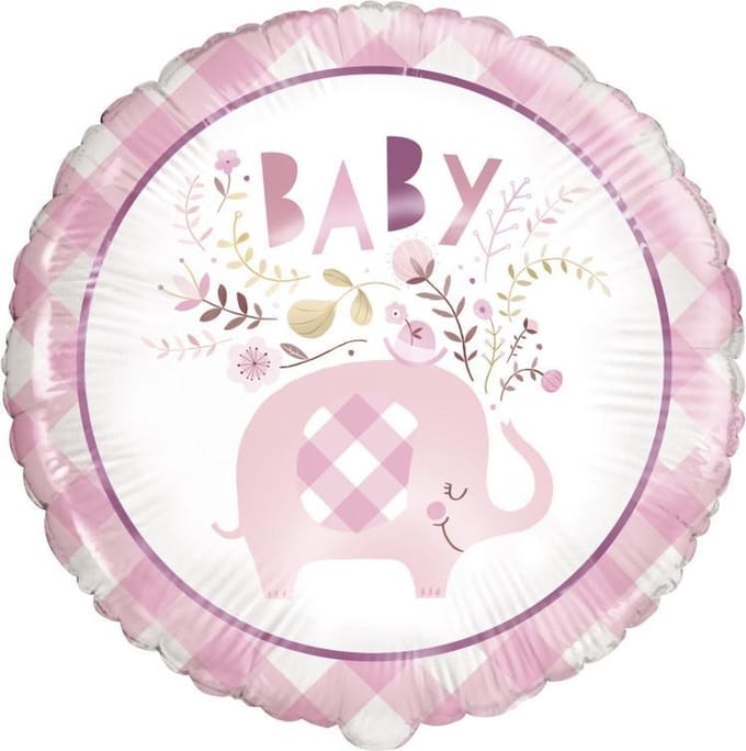 Helium Ballon Baby Olifant Roze 45cm leeg