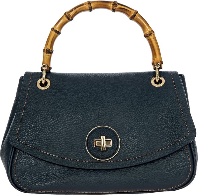 BRIC'S Leren Handtas Schoudertas Gondola Girasole loop Handbag Night Blue Donkerblauw