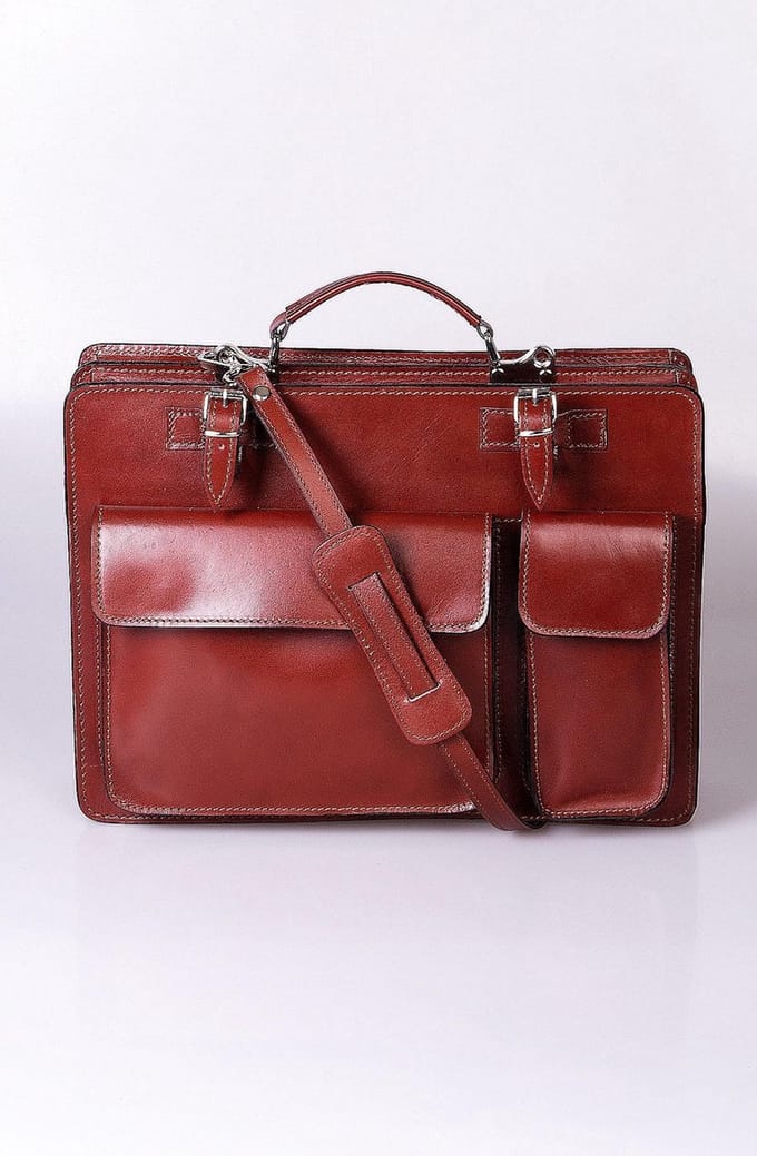 Geneva cognac bruin Leren aktetas leder by Viabologna.nl